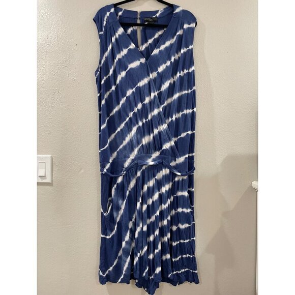 Designhistory  short jumpsuit Womens Nautical blue and white size 2X tie dye - Picture 1 of 7
